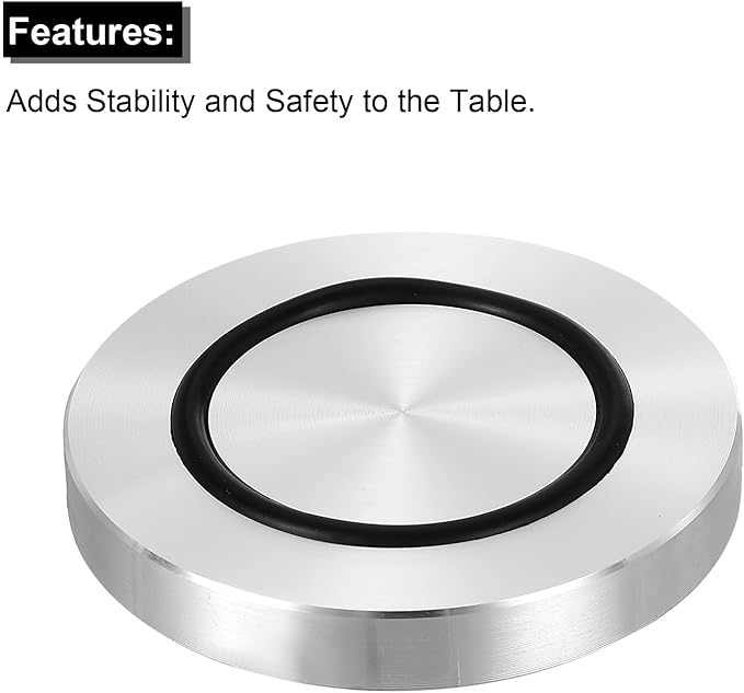 uxcell M8 Thread 60mm / 2.4" Dia 10mm Thick Aluminum Circle Disc Glass Top Adapter 4pcs Round Solid Table Feet Pad Plate Hardware with Anti-Slip Rubber Ring