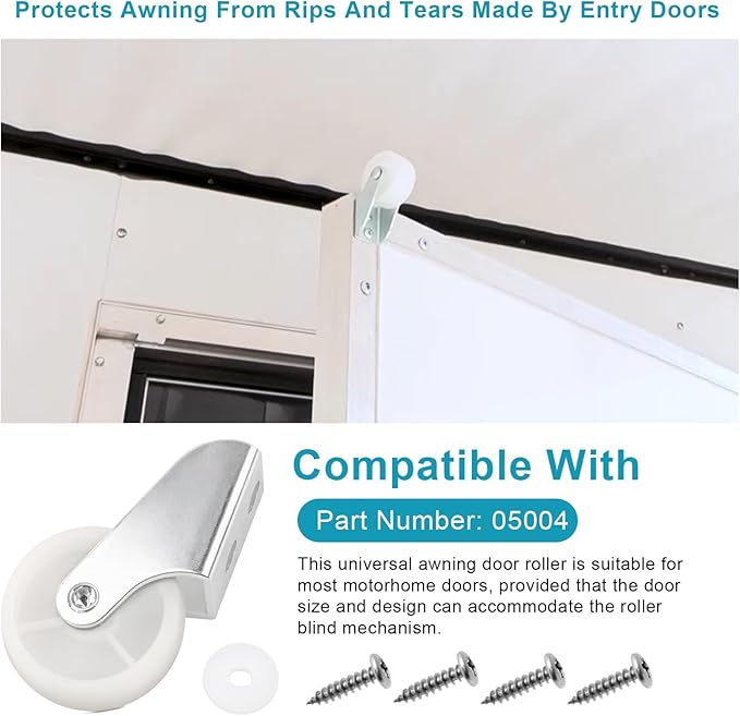 05004 Awning Door Roller/Disc, Universal RV Door Awning Roller Wheel Protector for RV/Trailer Camper Sun & Shade Awning Door Guard Roller, White 1PCS