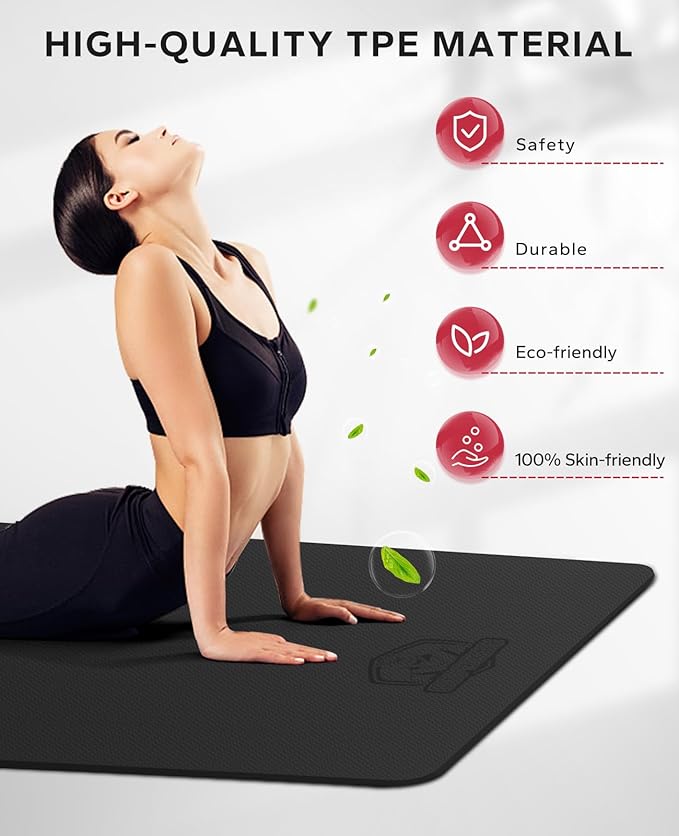 HAPBEAR Extra Large Yoga Mat - 72"x48"/78"x54", 1/4" & 1/3" Thick, Non-Slip, Durable, Eco-Friendly, Wide Exercise Mat for Home Workouts, Yoga, Pilates, Stretching, Meditation (Barefoot Exercise)