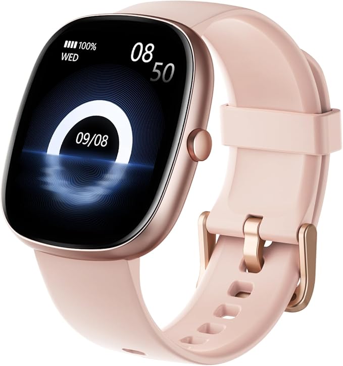 HUAKUA Smart Watches for Women Compatible with iPhone/Android Phones Answer/Make Calls, 1,85" HD Fitness Tracker with Heart Rate/Sleep Monitor Pedometer for Walking Running, Waterproof, Pink