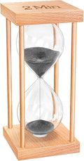2 Minute Sand Timer, 2 Min Wood Small Hourglass Timer, Black Sand Clock, Two Min Wooden Hour Glass for Classroom, Sandglass, Reloj De Arena Decorativo, Home, Office, Game, Gift