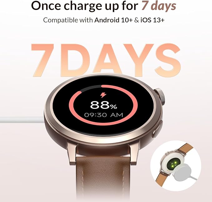 FANY Luna Smart Watch for Women, 1.1'' AMOLED Ultra-clear Display with Aluminum Case & Leather Band, Fitness Tracker Sleep/Heart Rate/SpO2/Step Monitor, 110+ Exercise Modes, FANY See the Vibe