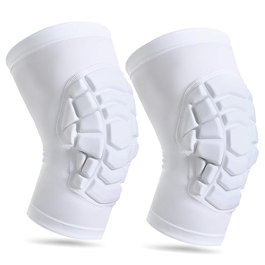 Wrestling Knee Pads for Kids Youth Adult, Knee Compression Sleeve for Basketball Volleyball Football, 1 Pair Short Knee Pads Sleeves ((#2) White-2pcs,Large)