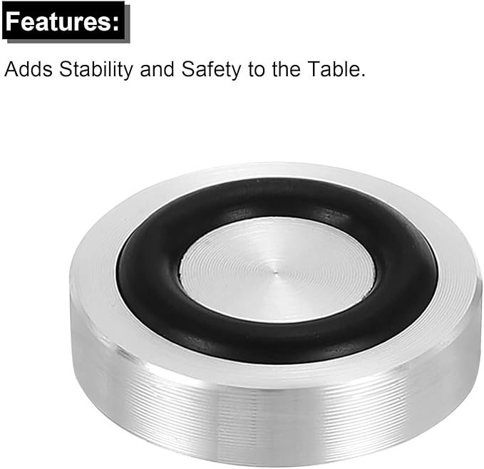 uxcell M8 Thread 20mm / 0.8" Dia 8mm Thick Aluminum Circle Disc Glass Top Adapter 4pcs Round Solid Table Feet Pad Plate Hardware with Anti-Slip Rubber Ring