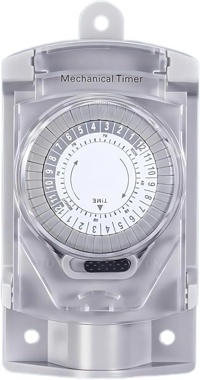 24 Hour Heavy Duty Mechanical Timer Switch with 30 Minutes Intervals, 20 AMP,120V Power Control, for Waterproof Junction Box, RV Outlet, Pool Pump, Power Distribution Box,Outdoor Light