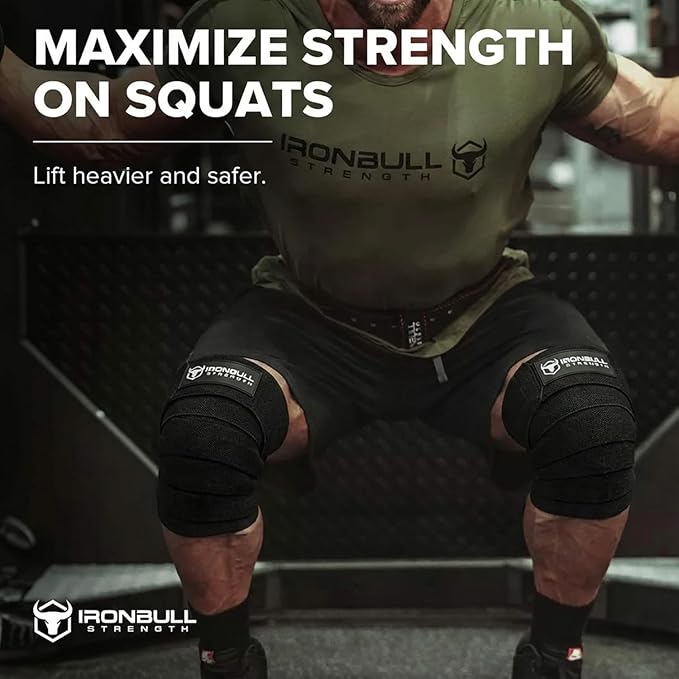 Knee Wraps for Weightlifting - 80" Elastic Knee Straps for Squats and Weight Lifting - Lifting Knee Wraps for Strength & Compression Wrap - Knee Support for Squatting, Powerlifting, Gym