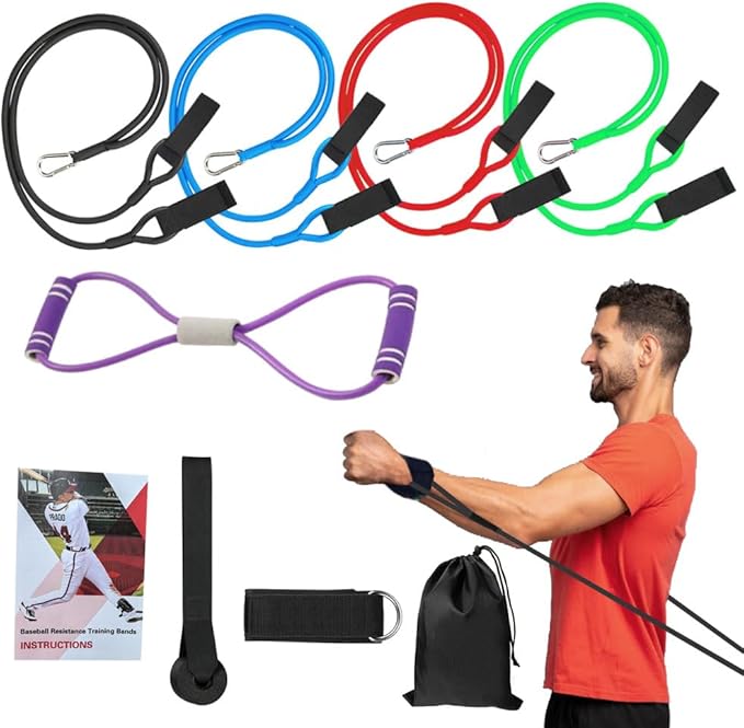 Baseball Resistance Bands for Pitchers – Pro-Grade Arm Strength & Pitching Bands | 4-Level Adjustable Resistance Bands for Baseball/Softball Training (All Ages)