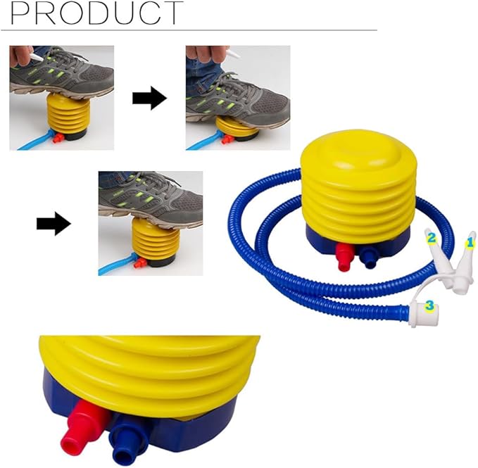 Yoga Ball Pump Exercise Balls Pumps Manual Hand Foot Press Air Inflator with Plug Pin Stopper Adapter Kit for Sports Fitness Balloon Swimming Ring Pool Float Inflatable Bed Pillow Boat Outdoor