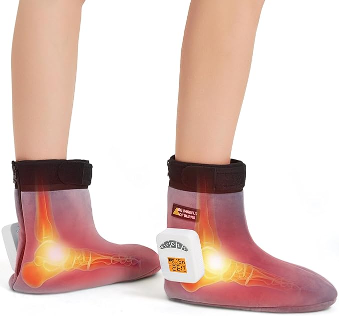 Cordless Foot Heating Pad Massager with Heat, Heating Pad for Feet for Plantae Fasciitis, Electric Foot Warmer for Ankle Heel Spur, Heated Ankle Wrap for Swelling