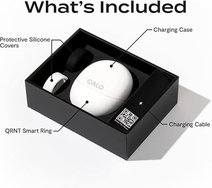 QALO QRNT Smart Ring – Snug Fit – Size Up – Water-Resistant Titanium Fitness Tracker, Tracking for Sleep, Steps, HRV, SpO2 – No Subscription, iOS Android App – Includes 2 Silicone Covers (Silver, 06)