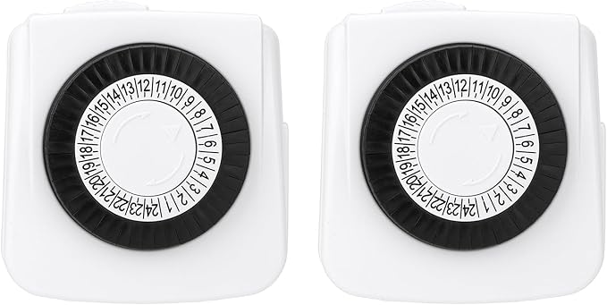 Baomain 2-Pack Indoor Timers Plug Mechanical 2 Prong 24-Hour Mini Lamp Timers, BND-60/U44 for Electrical Outlets, Fish Tank, ETL Listed