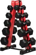 RitFit 250LB/300LB/350LB/550LB/650LB Rubber Hex Dumbbell Sets with Weights Rack, Multiple Color Choices Available, Great Gym Equipment for Home, Strength Training, Workouts