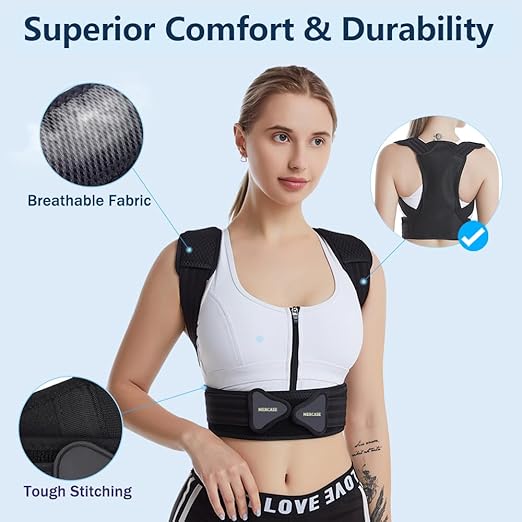 Mercase Professional Posture Corrector for Women and Men - Back Brace to Stop Slouching, Adjustable Full Back Support, Improve Spine Alignment & Stand Taller, Large(32-39 in)