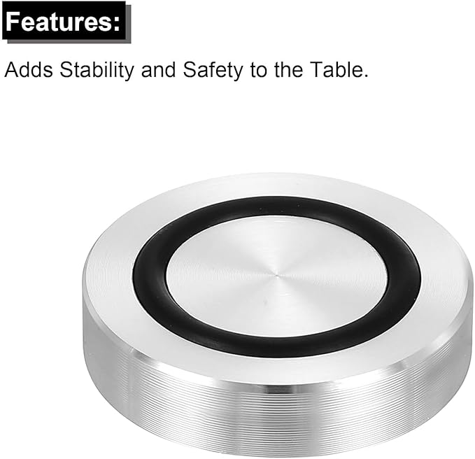 uxcell M8 Thread 35mm / 1.4" Dia 8mm Thick Aluminum Circle Disc Glass Top Adapter 4pcs Round Solid Table Feet Pad Plate Hardware with Anti-Slip Rubber Ring