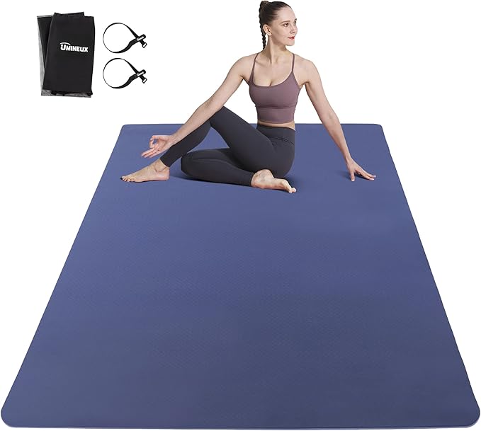 UMINEUX Large Yoga Mat for Men and Women 1/4 & 2/5 Inch Extra Thick TPE Fitness Mat for Home Gym Workout, Non-Slip, Eco Friendly Exercise Mat for Yoga, Pilates, Stretching, Meditation