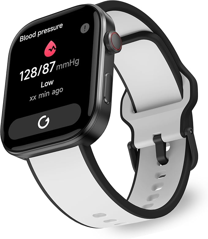 OCTANDRA Beyond VeryFit Smart Watch for Men Women 1.99" AMOLED Screen AI Voice 3ATM Fitness Tracker Watch Heart Rate/Blood Pressure/Oxygen Saturation/Stress/Step/Sleep Monitor (GTX12) (Black & White)