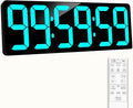 17.2" Large Digital Timer Wall Clock with Remote Control, Count Down Up Digital Timer, Auto DST LED Big Digital Clock for Bedroom Kitchen Living Room Office Gym Home Decor, Blue