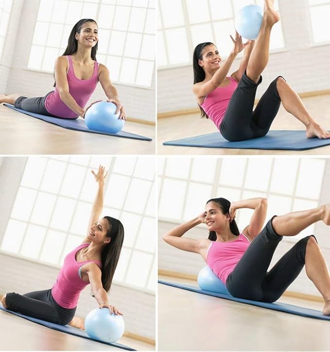 nononfish Mini Exercise Barre Ball for Yoga,Pilates,Stability Blance Exercise Training Gym Anti Burst and Slip Resistant BallWith Inflatable Straw (Blue)