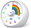 Visual Timer for Kids, 60-Minute Countdown for Classroom Office Kitchen, Desk Timer Kids Time Management Tools with Silent Operation, Pomodoro Timer Rainbow Pattern(White)