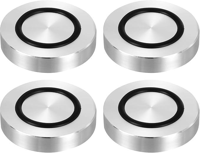 uxcell M8 Thread 45mm / 1.8" Dia 8mm Thick Aluminum Circle Disc Glass Top Adapter 4pcs Round Solid Table Feet Pad Plate Hardware with Anti-Slip Rubber Ring