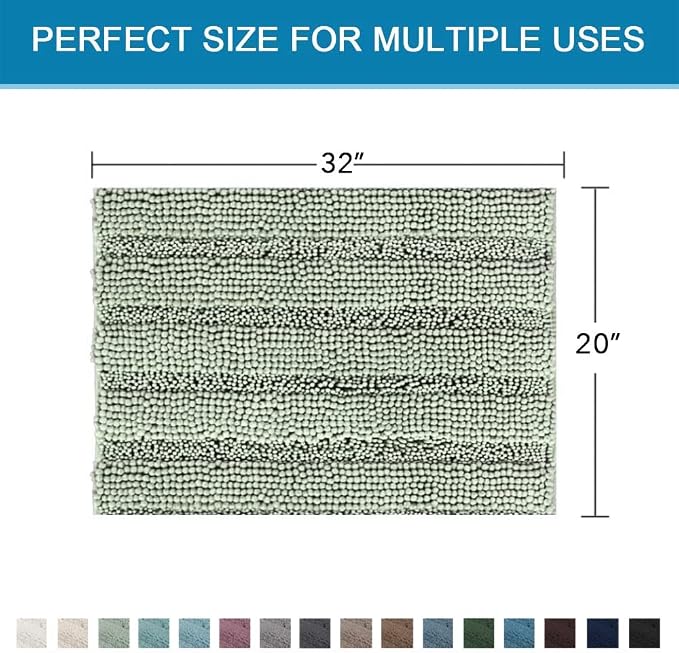 H.VERSAILTEX Bath Rugs for Bathroom Non Slip Bath Mats Extra Thick Chenille