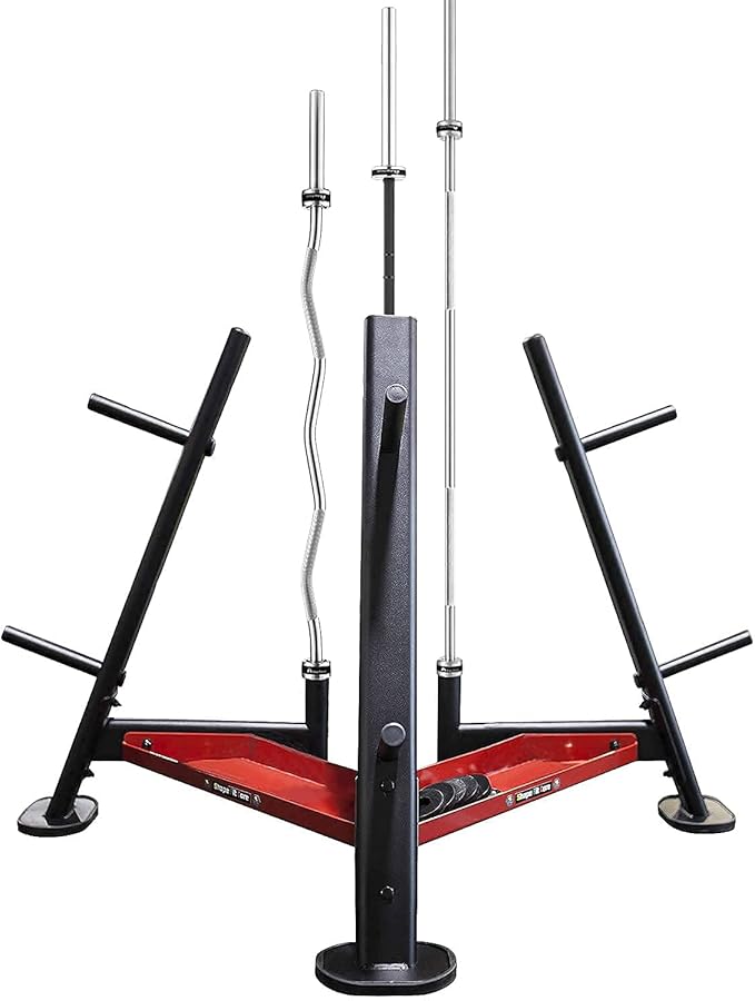Barbell Olympic Plate Tree Storage-Dumbbell Weight Rack with 4,6,8 Weight Pegs 440~880LBS Capacity & Standard 1.1 Inch(28mm) Diameter Bar Holders [SFC-720]