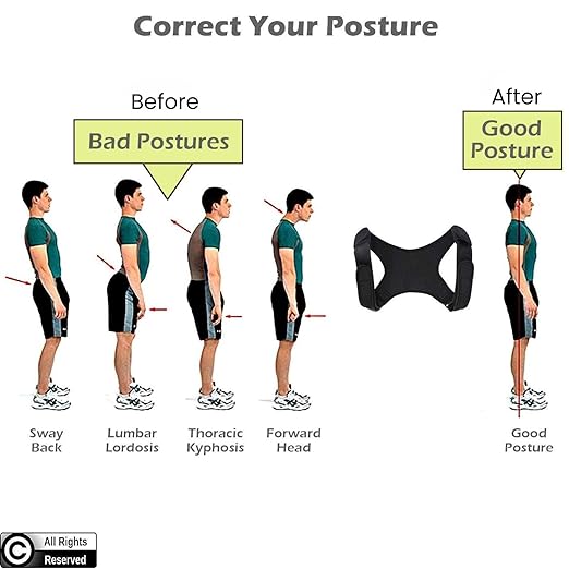 POAGL Adjustable Posture Corrector Brace for Men – Universal Fit Upper Back, Shoulder & Clavicle Support, Helps Improve Posture & Relieve Neck, Shoulder & Back Pain (Patented Design)