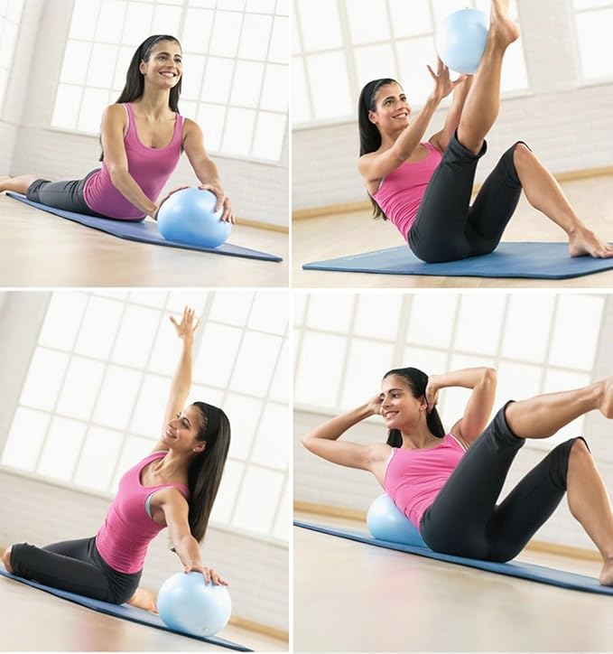 MoldFun Mini Yoga Pilates Ball 10 Inch for Stability Exercise Training Gym Anti Burst and Slip Resistant Balls with Inflatable Straw