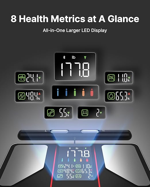FITINDEX Smart Scale for Body Weight, [2026 Upgraded], Body Composition Analyzer with 8-Electrode Large Platform for Weight, BMI, Fat, Muscle Mass, Segmental Muscle Analysis, High Precision, 400 lbs