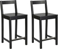 Amazon Basics Wooden Bar Stool with Backrest 24", Black, Set of 2