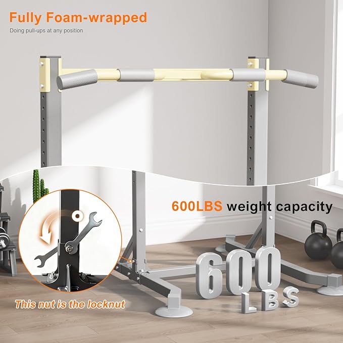 DONIUZ Multi-function Pull Up Station, Portable Workout Equipment with Pull Up Bar and Dip Station for Home Gym, Support 600lbs