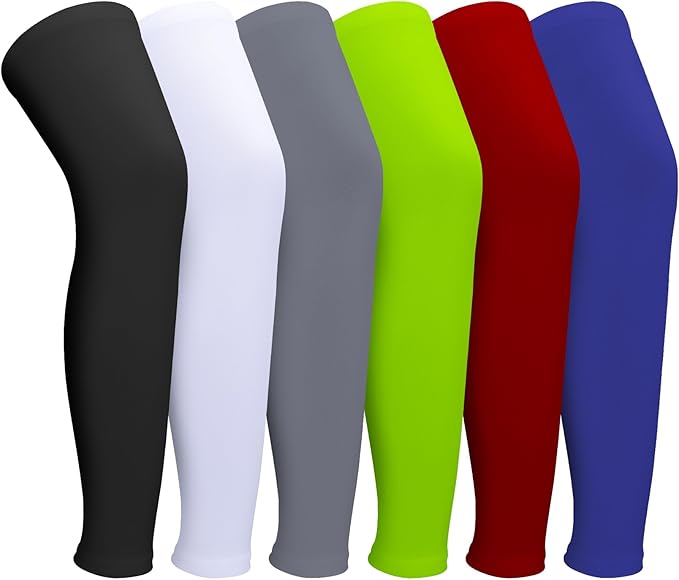 3 Pairs Leg Sleeves,Full Length Leg Compression Sleeve,Sports Leg Knee Sleeve with Anti Slip Silicone Strips