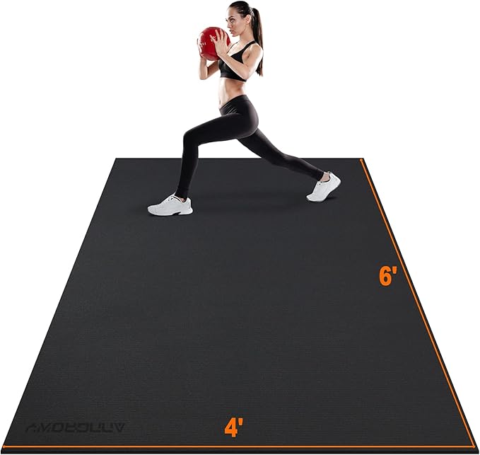 Large Exercise Mat 8'x5'|12'x6'|6'x4'|6'x2' Workout Mat for Home Gym Mats Exercise Heavy Duty Gym Flooring Fitness Mat Large Yoga Mat Cardio Mat for Weightlifting, Jump Rope, MMA, Shoe-Friendly