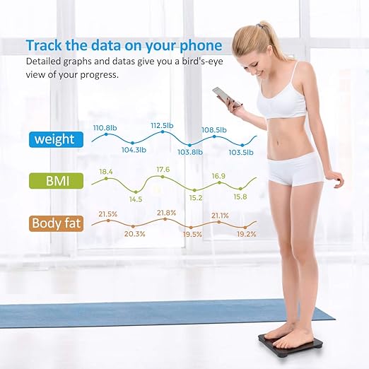 FITINDEX Scale with BMI, Body Fat, Muscle Mass, Smart Scale for Body Weight, Bluetooth, Digital, Sync with App, User Health Equipment