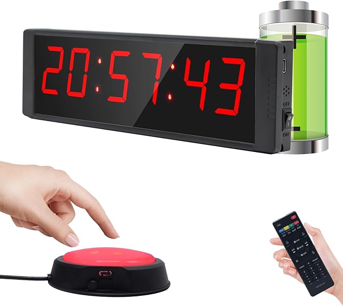 Large Stopwatch with Start/Stop Button, LED Digital Timer with Remote, Countdown Clock with Buzzer, Gym Clock for Home Gym, Interval Timer for Workout