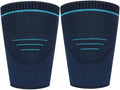 SOLUSTRE 2pcs Sports Compression Leg Sleeves Thigh Band Navy Blue M Breathable Knit Fabric Outdoor Running Leg Support for Men Cycling and Fitness