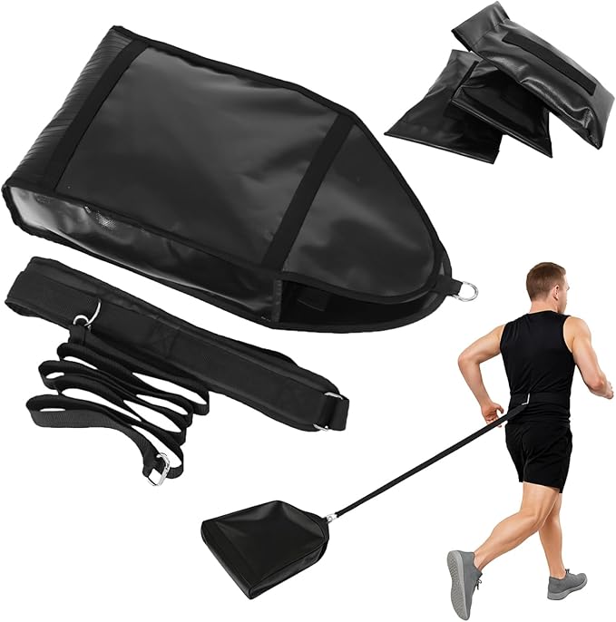 Adjustable Sled Pulling Belt Weight Sled Trainer, Sandbag Sled Trainer Resistance Sled Trainer with 3 Weight Sandbags & Waist Belt, Speed Training for Strength, Agility, Explosive Power (B)