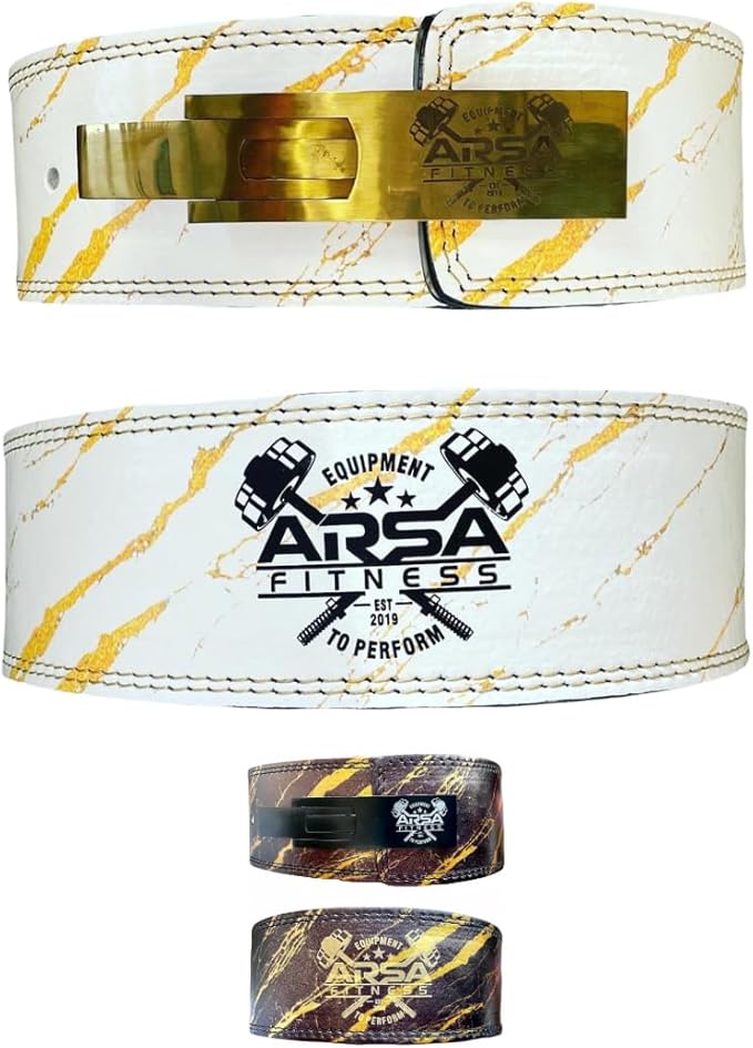 Arsa Fitness Weightlifting Adjustable Lever Belt for Men & Women Real Cow Hide Leather for Powerlifting Back Support Workout Deadlifts Squats 10MM Thickness 4" Width (SMALL, ARABIAN DAY)