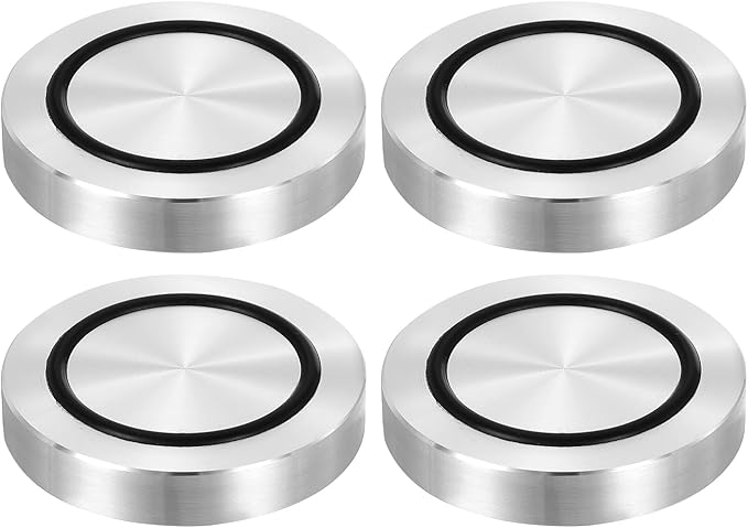 uxcell M8 Thread 55mm / 2.2" Dia 10mm Thick Aluminum Circle Disc Glass Top Adapter 4pcs Round Solid Table Feet Pad Plate Hardware with Anti-Slip Rubber Ring