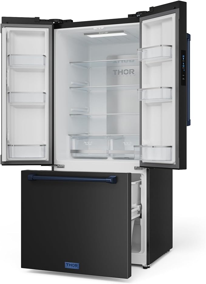 Thor Kitchen Gordon Ramsay 30 Inch 17.7 cu ft French Door Counter Depth Refrigerator with Ice Maker in Black/Navy Blue