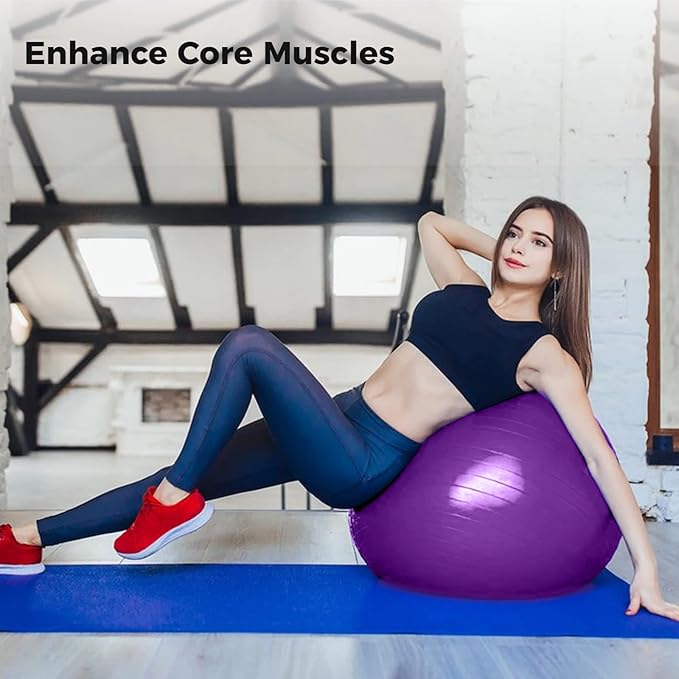 joyibay Cardio Drumming Equipment Set, Fitness Balance Ball with Pump & 3.2oz Cardio Drumming Sticks, Aerobic Exercise Ball for Workouts, Stability, Pilates, Yoga, Pregnancy Gymnastics