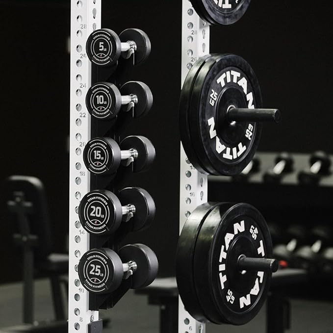 Titan Fitness Elite Series Mass Storage Dumbbell Rack Attachment, Set of Two Racks, Holds 5 Dumbbell Pairs, 250 LB Capacity Per Rack, Heavy-Duty Steel Construction, Add-On Weight Rack