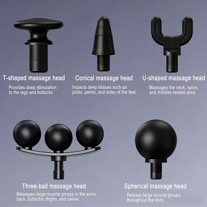 Massage Gun with Upgraded Extension Handle, Massage Gun Deep Tissue - Back Massager for Relief Deep Tissue, Muscles/Neck/Shoulders/Waist/Legs Massager,5 Replaceable Heads&9 Speed Levels (Black)