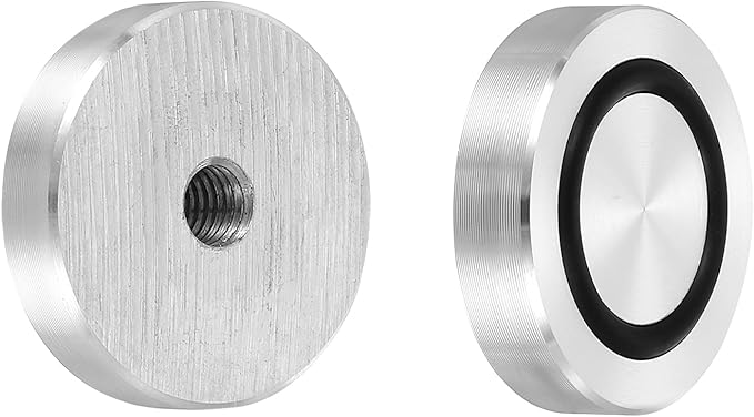 uxcell M8 Thread 35mm / 1.4" Dia 8mm Thick Aluminum Circle Disc Glass Top Adapter 4pcs Round Solid Table Feet Pad Plate Hardware with Anti-Slip Rubber Ring