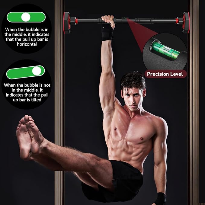 Ciieeo Adjustable Doorway Pull up Bar with Secure Locking No Drilling Installation Comfortable Grip for Home Gym Strength Training 39.37 Inch Portable Fitness Equipment