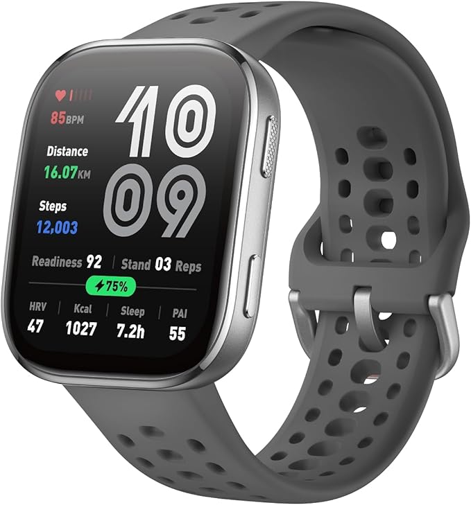 Amazfit Bip 6 Smart Watch 46mm, 14 Day Battery, 1.97" AMOLED Display, GPS & Free Maps, AI, Bluetooth Call & Text, Health, Fitness & Sleep Tracker, 140+ Workout Modes, 5 ATM Water-Resistance, Charcoal