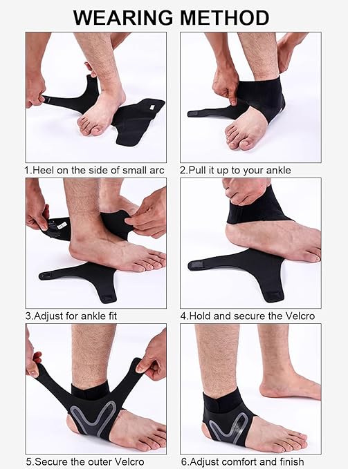 SUJAYU 2 Pack Ankle Brace & Elastic Supports for Men & Women, Ankle Support Ankle Compression Sleeve, Ankle Wrap Ankle Sleeve Ankle Brace for Sprained Ankle (White, Large)