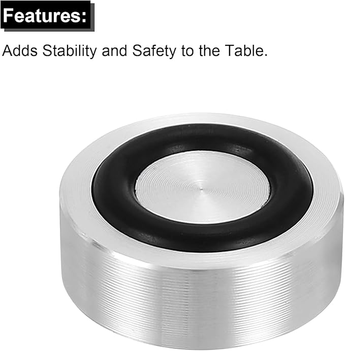 uxcell M8 Thread 20mm / 0.8" Dia 12mm Thick Aluminum Circle Disc Glass Top Adapter 4pcs Round Solid Table Feet Pad Plate Hardware with Anti-Slip Rubber Ring