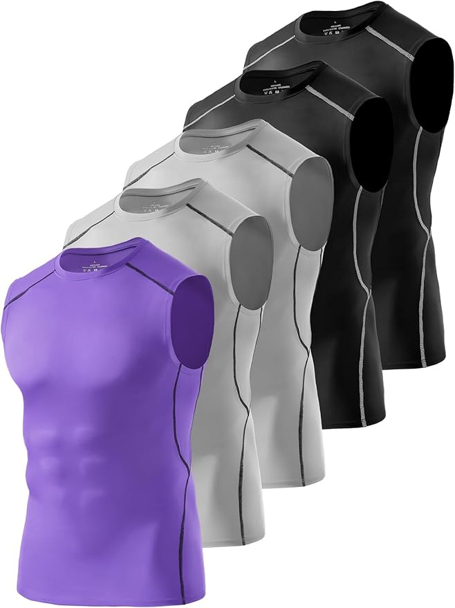 4/5/6 Pack Athletic Sleeveless Shirts for Men Workout Tank Tops Compression Tank Top Gym Muscle Shirts for Running