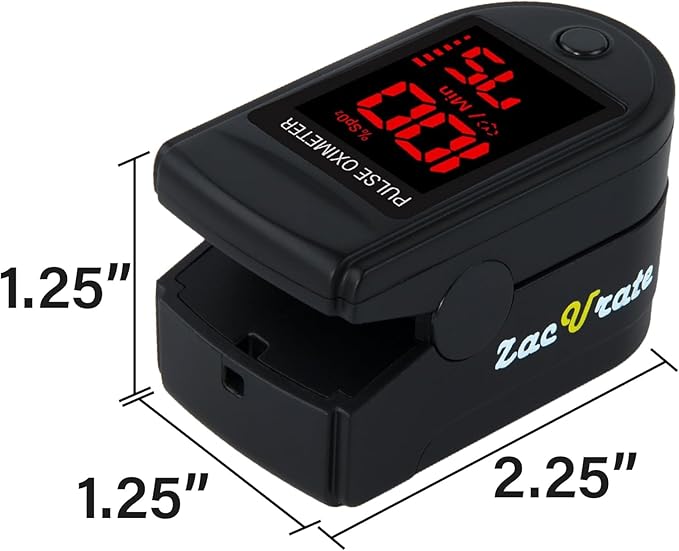 Zacurate Pro Series 500DL Fingertip Pulse Oximeter Blood Oxygen Saturation Monitor with Silicone Cover, Batteries and Lanyard (Royal Black)